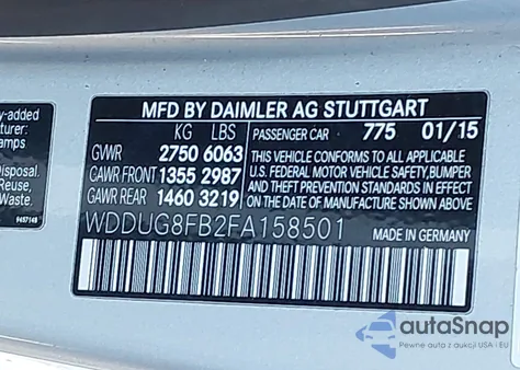 2015 Mercedes-Benz S 550 4Matic from USA, damaged, VIN WDDUG8FB2FA158501
